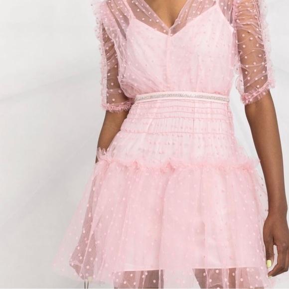 Self-Portrait Pink Mesh Dress - Picture 2 of 5